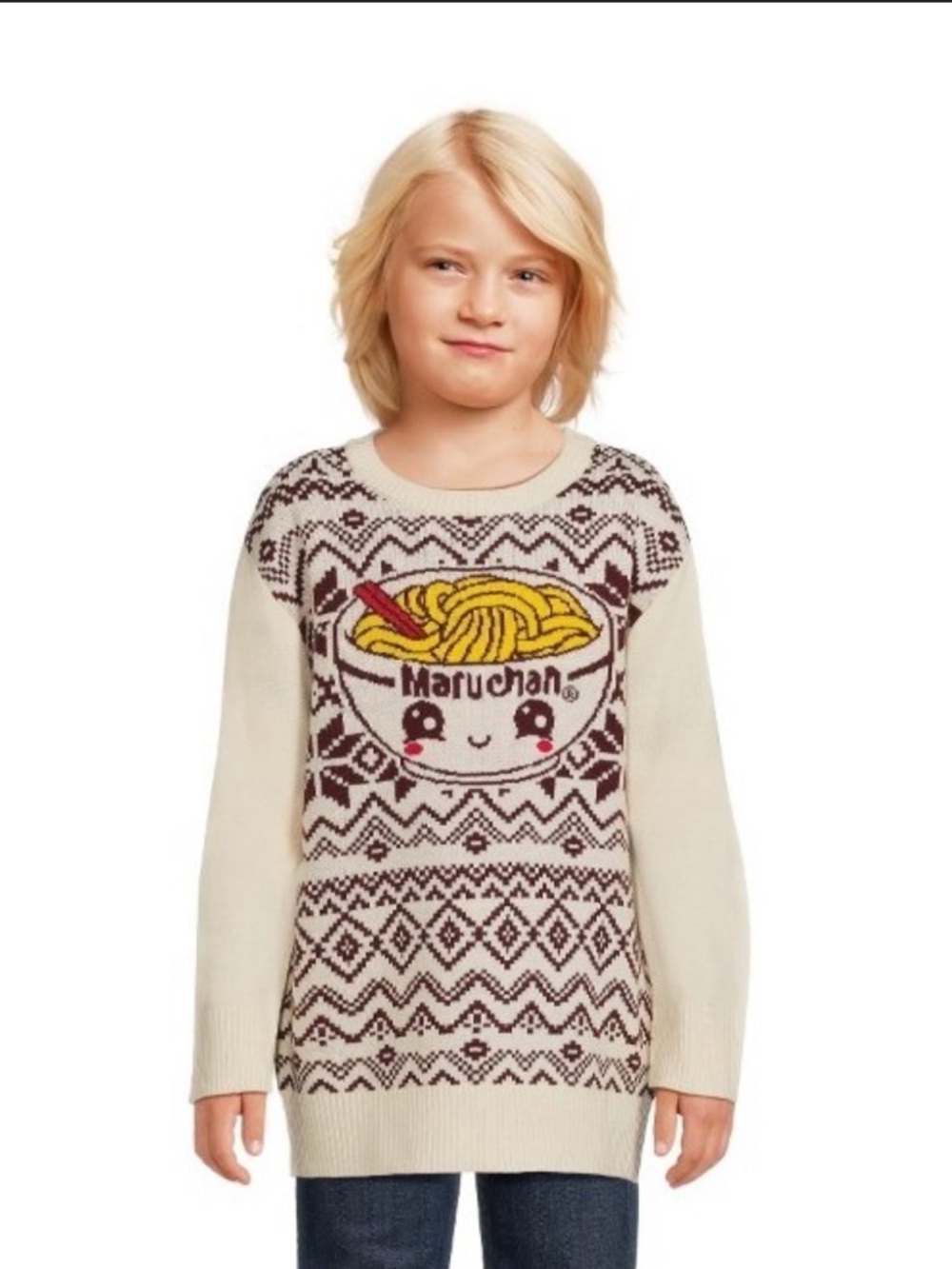 Cream Kids' Graphic Ramen Sweater